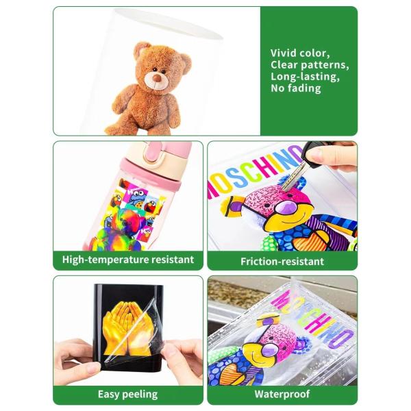 Flexible Transparent White UV Printing Film 30cm 60cm CMYK White Varnish