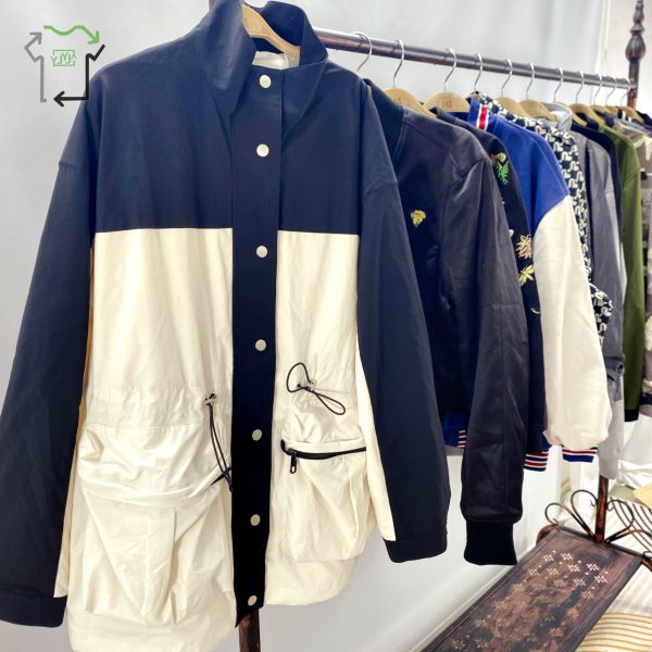Women's Used Parka Jacket Pattern Embroidery Casual Outdoor Hoodless Second Hand