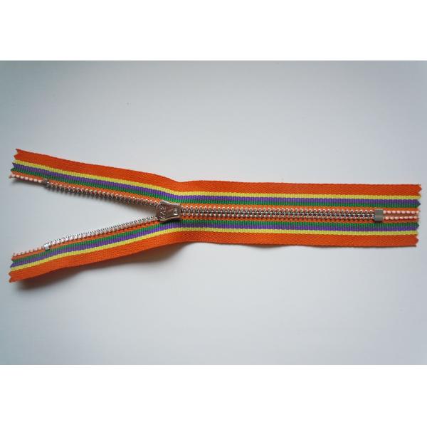 Environmental Protection Sewing Notions Zippers With Colorful Background Fabric For Garment / Bags