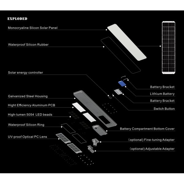 Nouveau lampadaire solaire bidirectionnel IP66 LED Lumière solaire de jardin 600W 900W Tout en un Lampes solaires de paysage