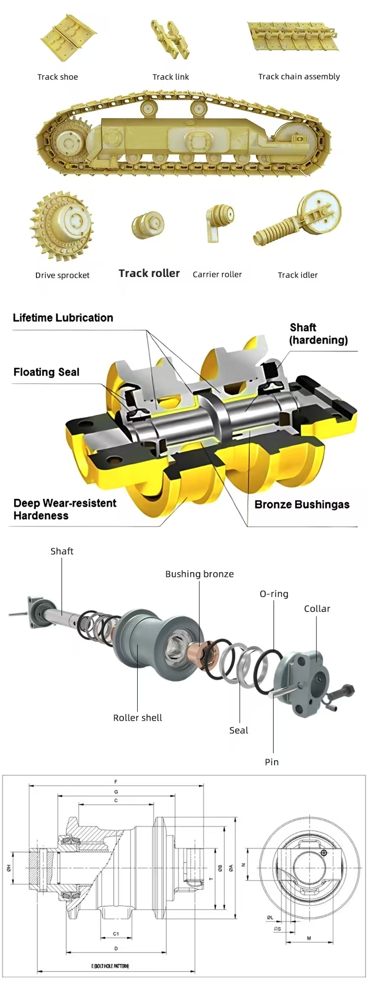 XCMG 950 Excavator Track Roller  Heavy-Duty Bottom Roller for Large Mining Excavators