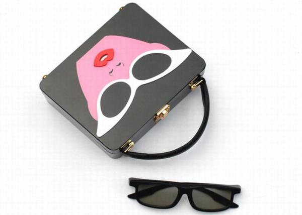 Ladies Glasses Pattern Acrylic Clutch Bag Hard Case With Split Design
