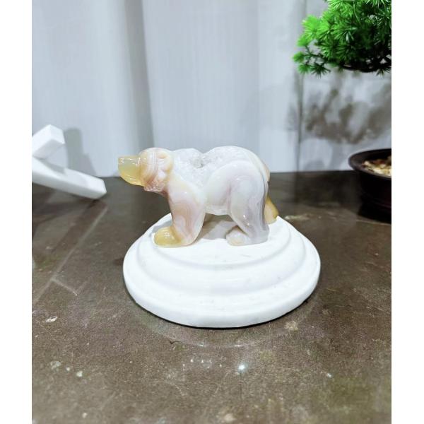 Exquisitas figuras de esculturas de animales de mármol de ágata - Decoración decorativa para el hogar hecha a mano.