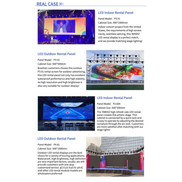 P3.91mm Pixel Pitch LED Rental Screen with 500x500mm Cabinet Size and 1920HZ Refresh Rate for Indoor Events