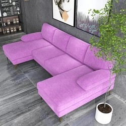 European Style corner Modern Design bar big purple Chenille sectional sofa u shape sofa for living room villa