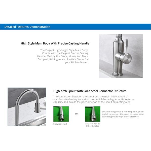 3 кранs IPX5 Адвокатуры кухни Sprayhead режима почистили кран щеткой HOMEKA никеля