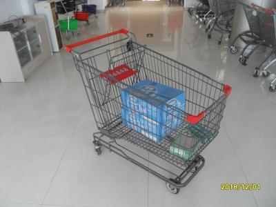 Asian Type Compact Shopping Trolley With 4 Swivel 5 Inch Casters , Grey Powder Coating