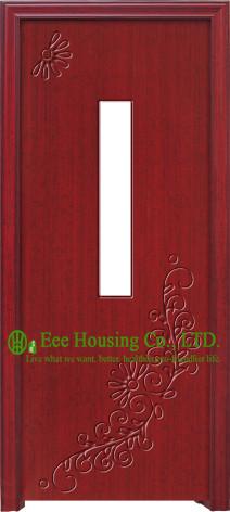Clear Glass Interior Timber Veneer Wooden Door With Frame, Wooden Door With Glass Insert