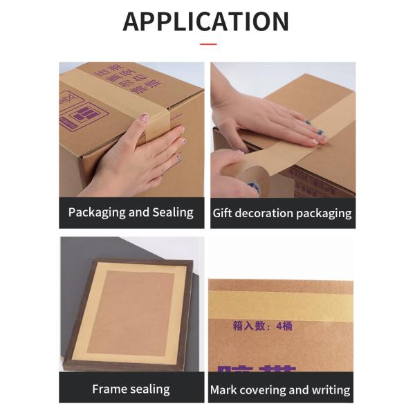 Gummed Custom Logo Self Adhesive Kraft Paper Tape For Sustainable Packaging Solutions