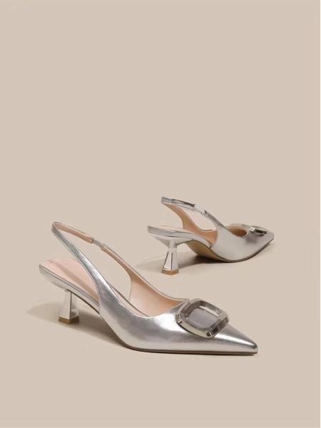 Women S Dress Shoes In Apricot Color With Chunky Heel And Strap Design For Job Market