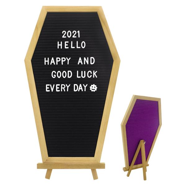 Amazon hot selling new release Oak wood Coffin Letter Board double sided board