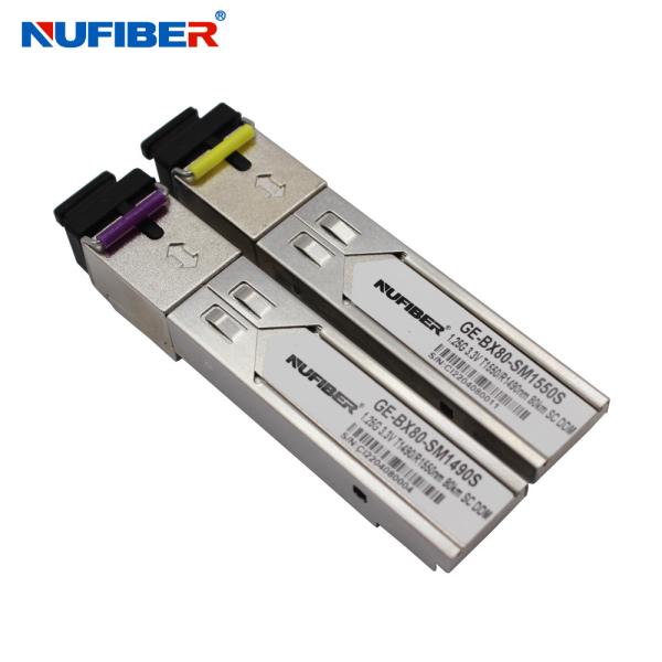 1.25G WDM SFP Module , 80km Gigabit Bidi SFP Transceiver 1490nm / 1550nm