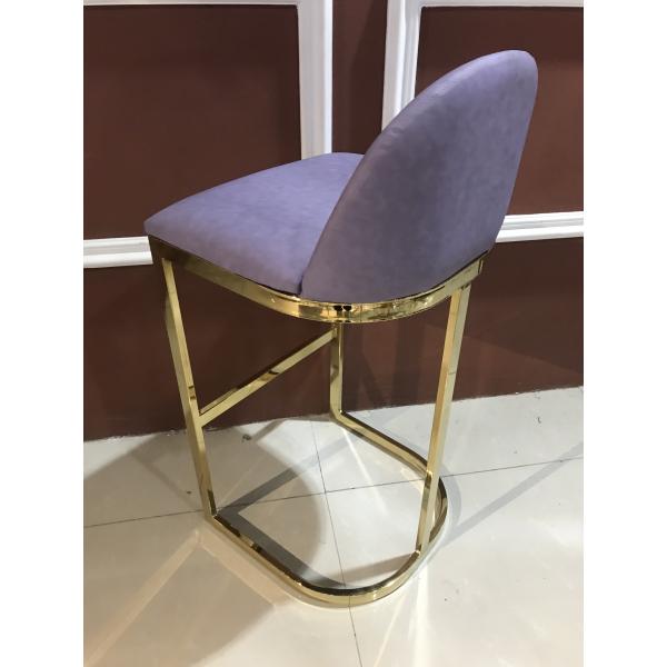 Gray Velvet Soft 40cm 95cm Wrought Iron Bar Chair