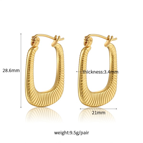 18K Vacuum Gold-Plated Fashion Stainless Steel Round Earring Female Geometric Earrings