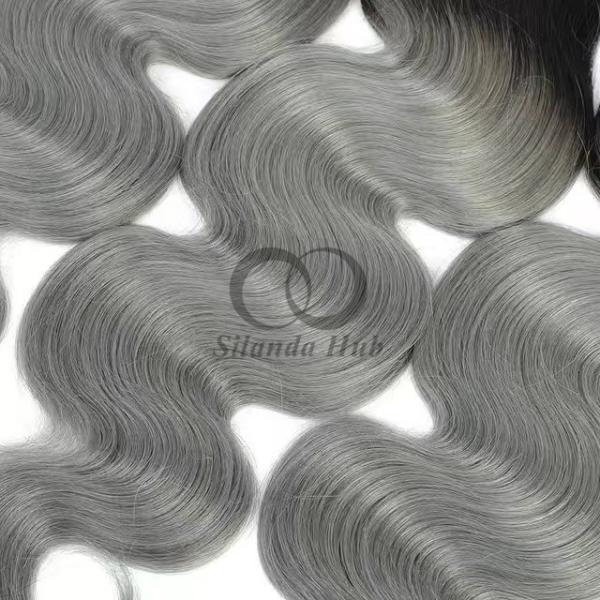 #T1B/Grey Body Wave Remy Human Hair Bundles Sew In Weave Bundles Brazilian Bundle Deals