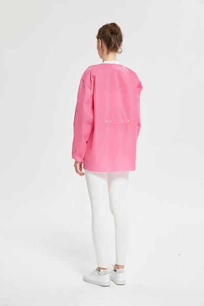 S&J 3-layers breathable SMS material anti-static lab coat hospital ladys pink nurse coat autoclavable and washable