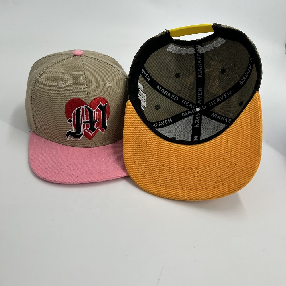 Acrylic 3D Embroidered 6 Panel Snapback Caps Puff Embroidery Hip Hop Sports Custom