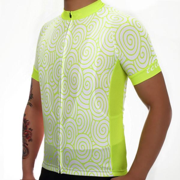 O ciclismo feito sob encomenda de montada sere camisa suada de ciclagem dos esportes T dos acessórios da bicicleta fluorescente do poliéster a anti