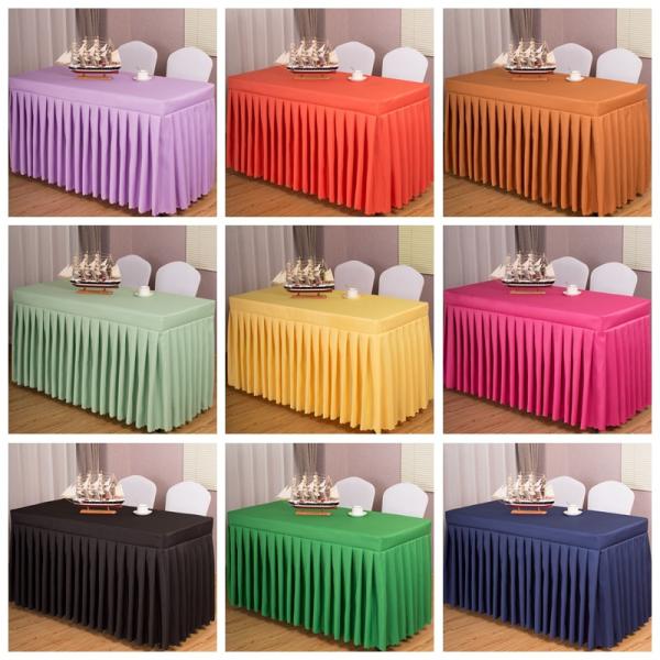 blue Washable 100% Polyester Restaurant Table Skirt