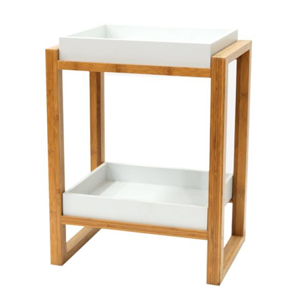 Environmental Protection Bamboo Double-layer Storage Rack for Tea Corner Small Size