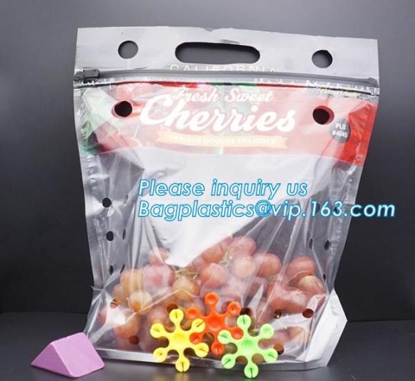 Zip lockk Clear Stand Up Fruit Pouch Packaging Bags, Vented Produce Bags with zipper, retail vegetable fruit