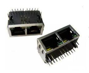 Ethernet Network RJ45 Female Jack , 1x2 Port RJ45 PCB Connector Modules With Shield