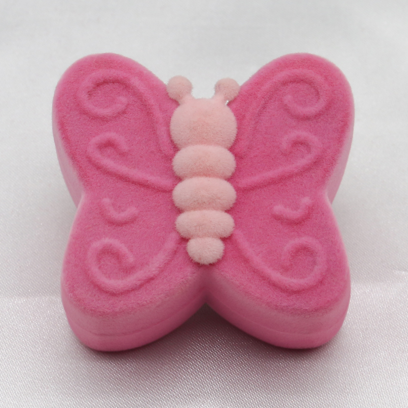 Butterfly Shape Velvet Flocked Jewelry Box For Ring Earring White Insert