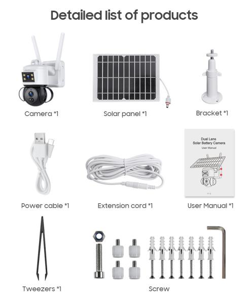 6MP Dual Lens Solar Panel Waterproof Surveillance Camera Flash Lights