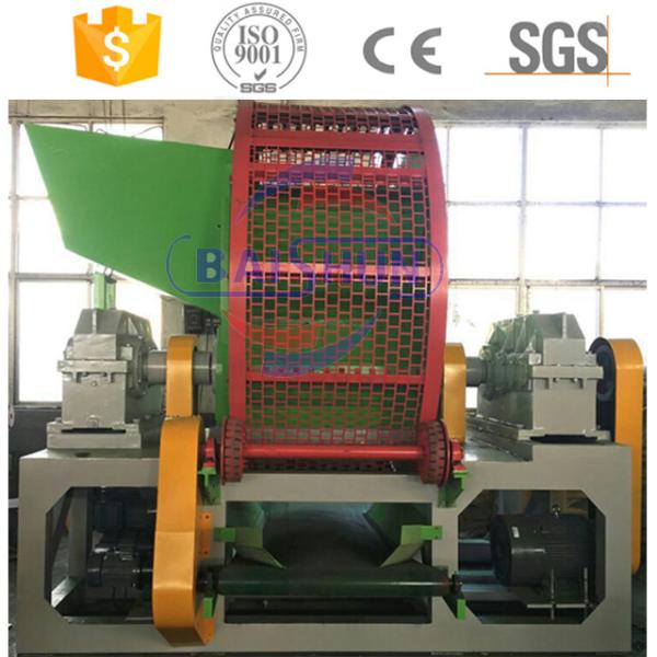Twin Shaft Tire Shredding Machine / Automated Waste Tire Recycling Machine