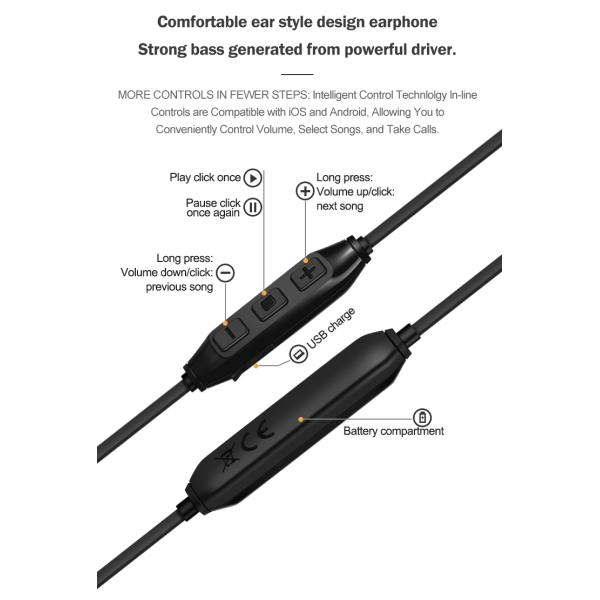 OEM 110mah Battery Bluetooth Sport Earbuds Deep Bass For Running