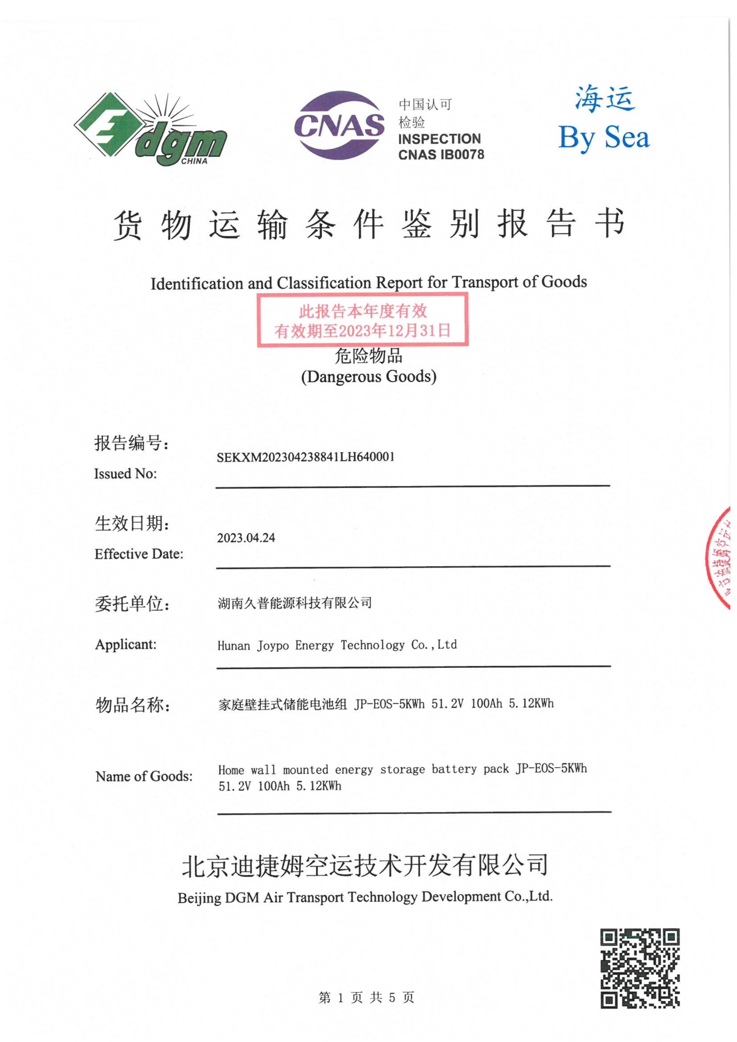 Hunan Joypo Energy Technology Co., Ltd. Сертификации