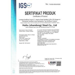 Haitu (Shandong) Steel Co., Ltd. Certifications