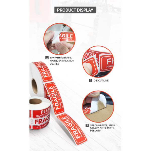 Custom Fragile Warning Labels for Bluetooth Shipping Carton Waterproof