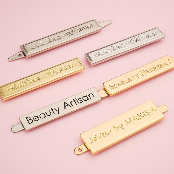 Rectangle Engraved Custom Metal Logo Nameplate Prevent Fade Surface for Handbags
