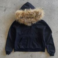 T-shirt à capuche de fourrure de couleur française sur mesure pour l'hiver T-shirt à capuche de fourrure pour hommes en coton biologique