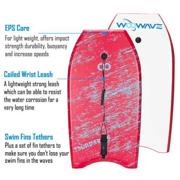 36 Inch XPE Bodyboard Board for Adult Foam Surfboard with EPS Core RED and Affordable