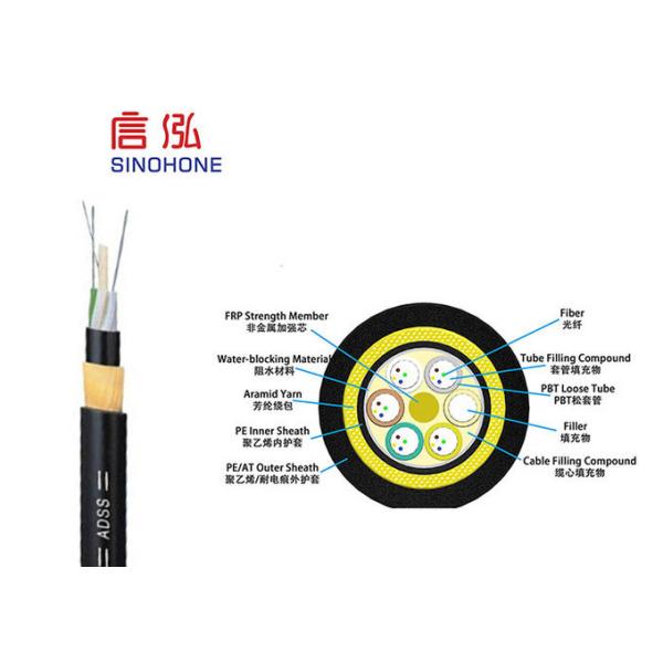 48 Core Optical Fiber Cable , Buried Fiber Optic Cable High Strength