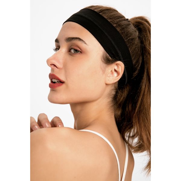 Wide Elastic Sports Headband For Women Light Blue Moisture Wicking Sweat Resistant