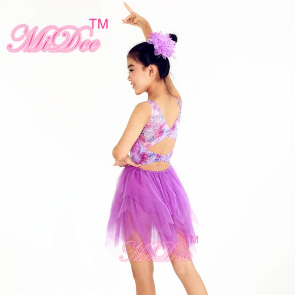 Dramatic Back Modern Dance Costumes Illusion Sweetheart Neckline Layered Tulle Skirt