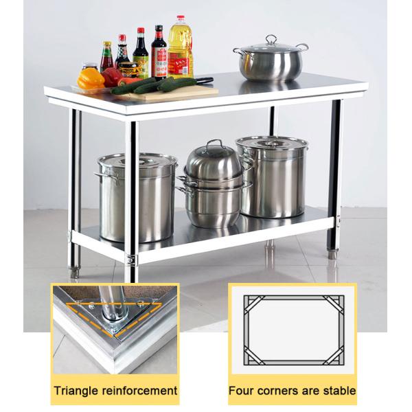 Hotel Buffet Food Equipment Stainless Steel Kitchen Work Table 1.2/1.5/1.8/2.0M Length