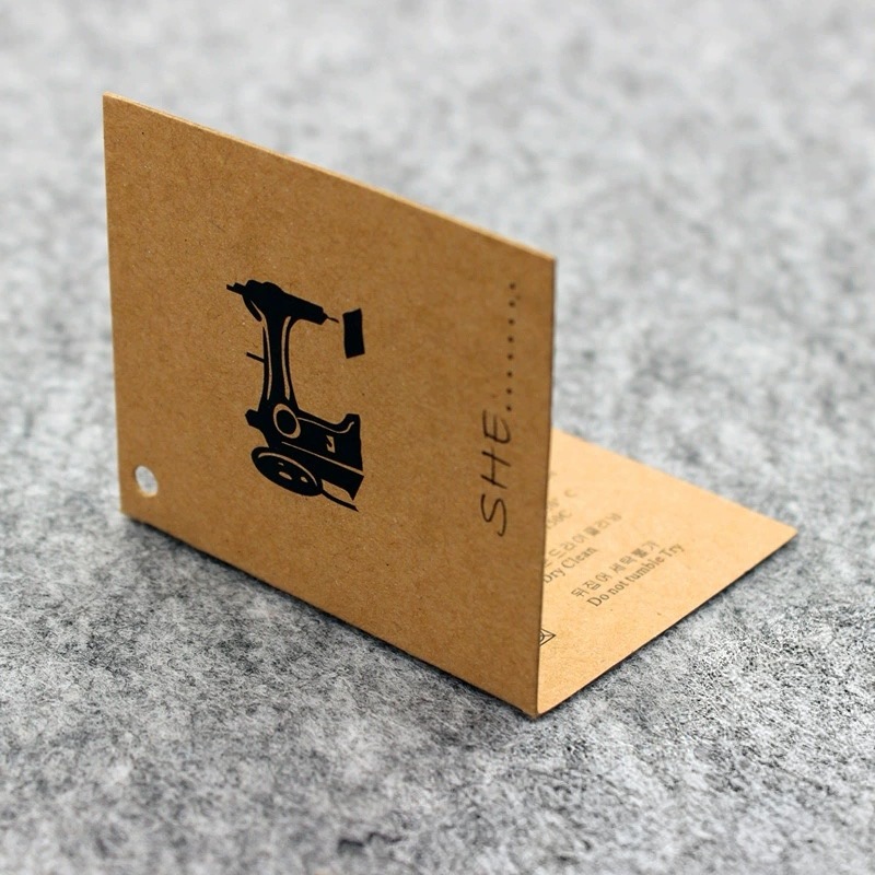 Kraft Paper Folded Hang Tags With Care Instructions For Apparel Branding