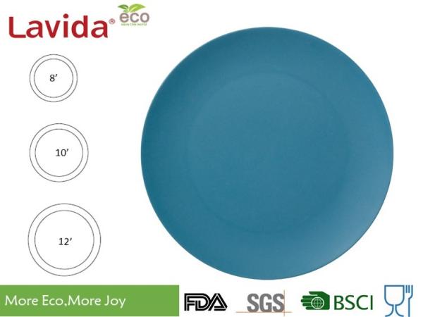 Restaurant Bamboo Biodegradable Plates Navy Blue Heat - Resistance Smooth Surface