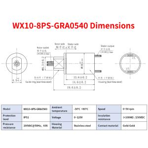 Anillo Colector Ethernet Tipo Micro con Capuchón OD de 10 mm, Carcasa de Acero Inoxidable, 50 rpm