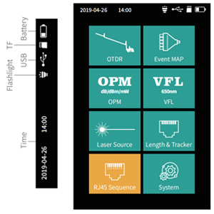 1310/1550nm SM Rango de prueba 5m-60Km Mini OTDR 9 en 1 Probador con adaptador APC UPC SC/FC/ST/LC