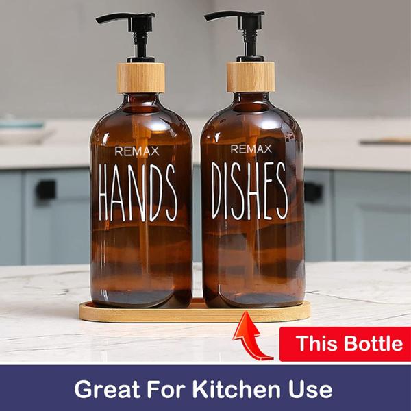 500 мл янтарного стекла цилиндрический гладкий с черным насосом для бутылки лосьона шампуня