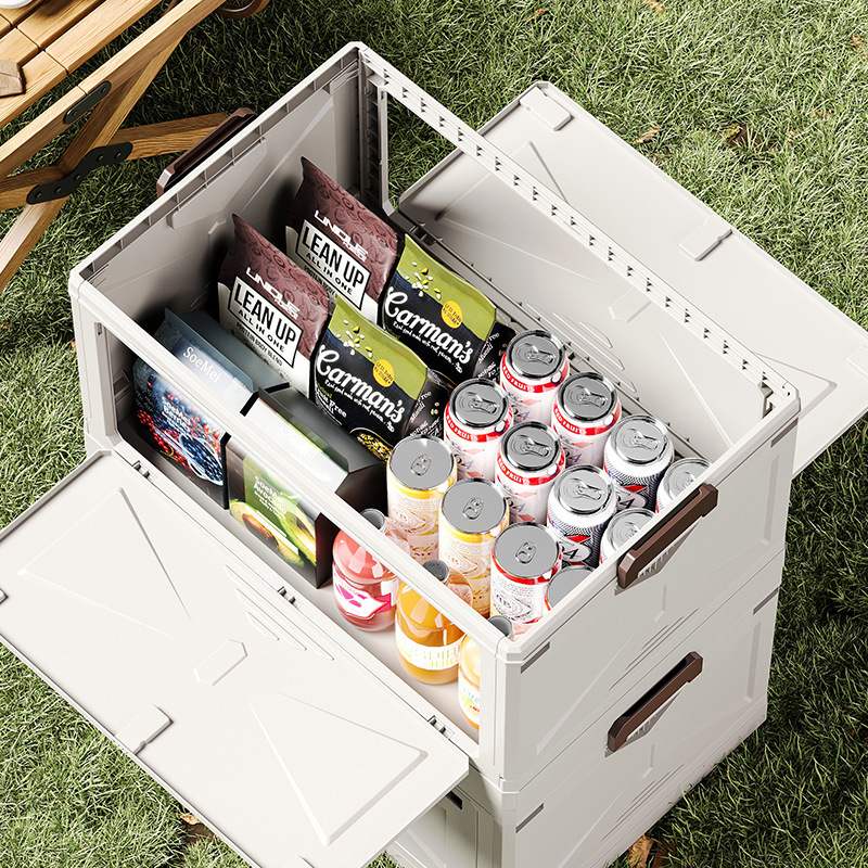 Large Capacity Outdoor Folding Storage Box Rectangle Shape Aluminum PP Box Creative Organizer for Camping Car Trunk