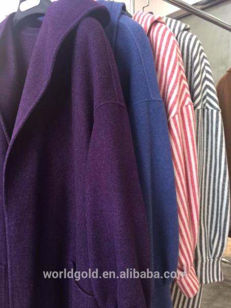 Blue Women'S Casual Winter Coats With Hood , Long Woolen Jacket For Ladies