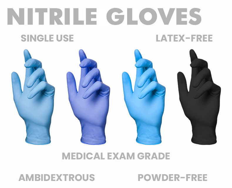 Chemical Resistant Nitrile Disposable Hand Gloves Multicolored Medical Powder Free Gloves