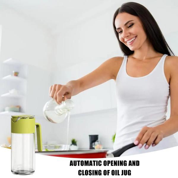 Gravity Automatically Open Close Oil Dispenser Bottle Leakproof 550ml With Pourer