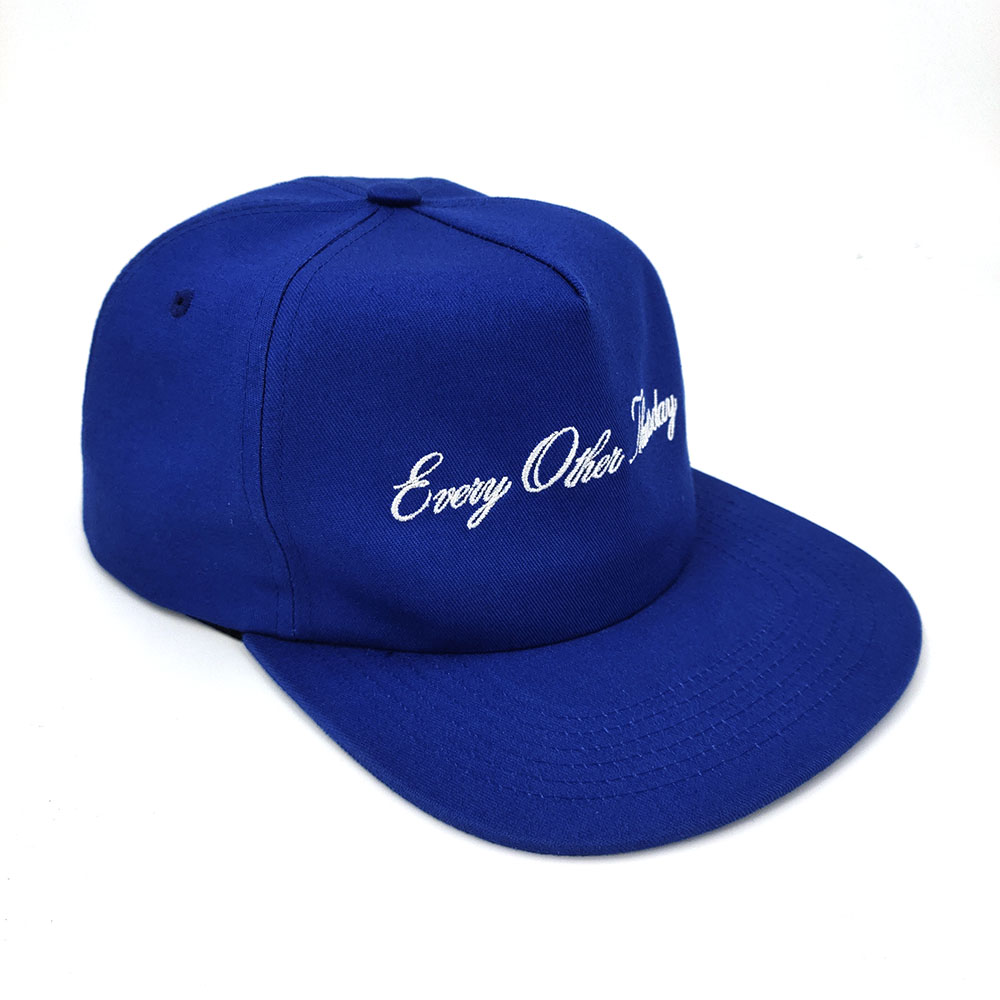 Unstructured Flat Bill 5 Panel Snapback Caps Cotton Embroidery Letters Adjustable Baseball